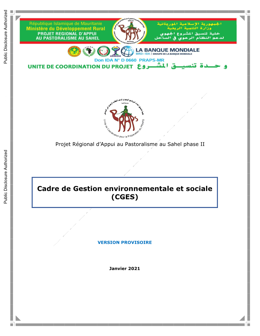 Projet Régional D'appui Au Pastoralisme Au Sahel Phase II