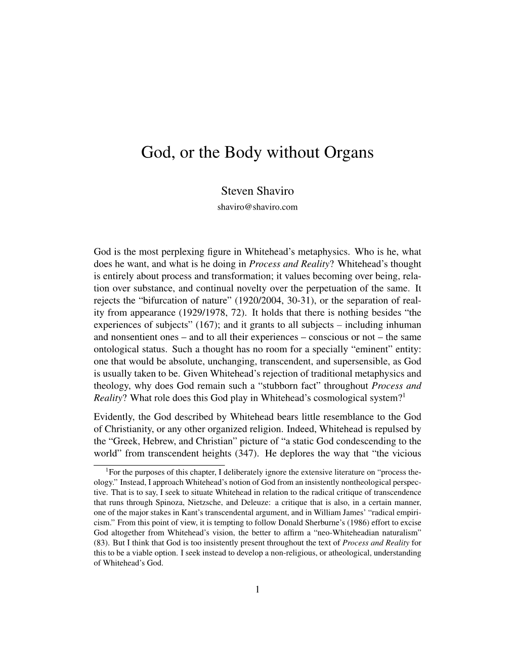 God, Or the Body Without Organs