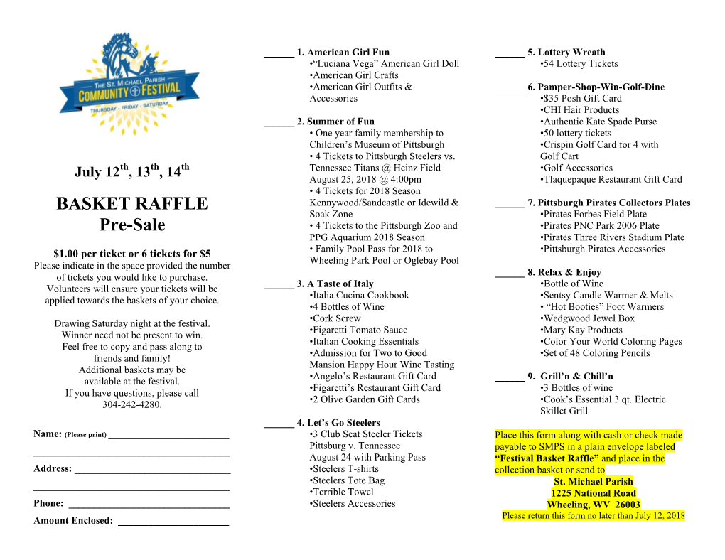 BASKET RAFFLE Pre-Sale