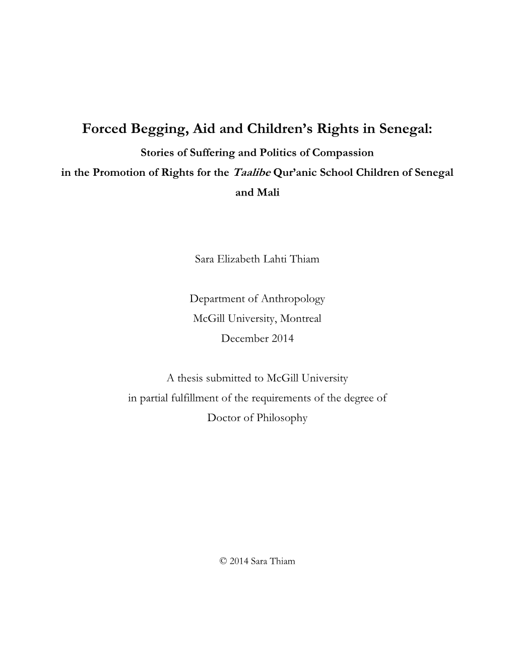 Forced Begging, Aid and Children's Rights in Senegal