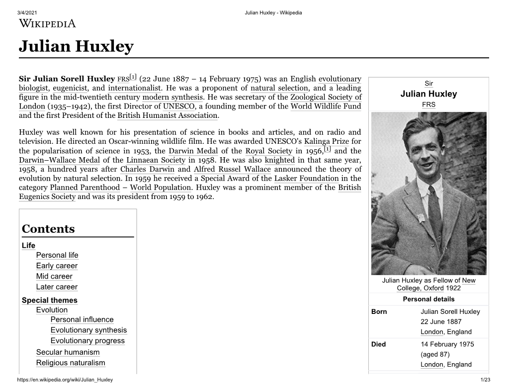 Julian Huxley - Wikipedia