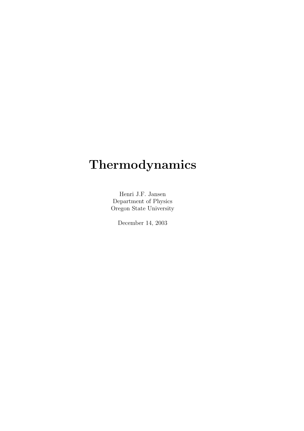 Thermodynamics