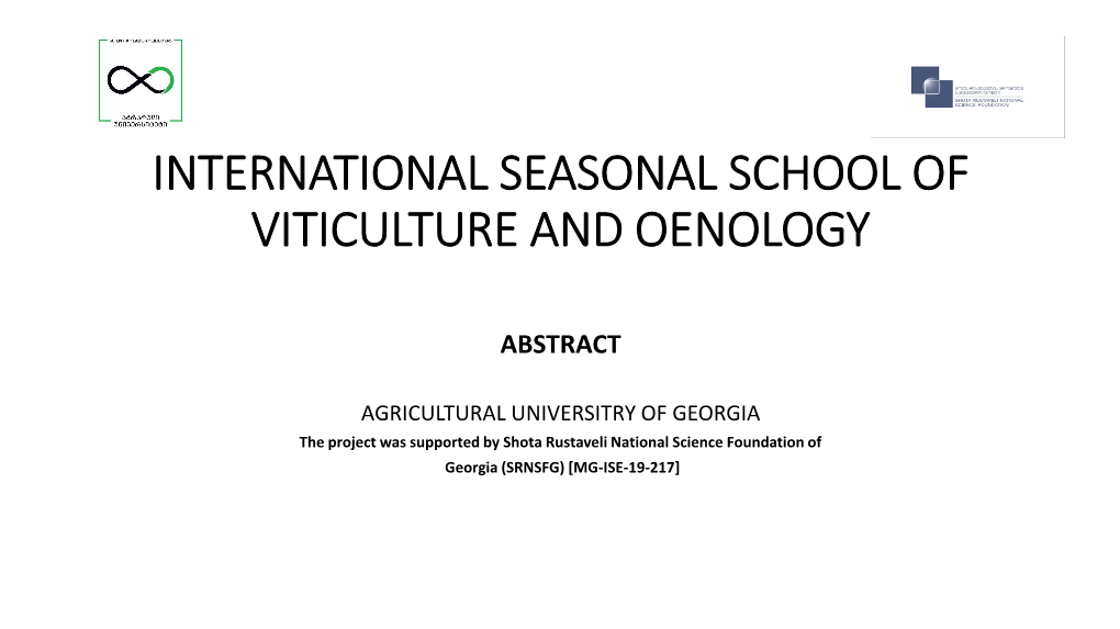 International Seasonal School of Viticulture and Oenology