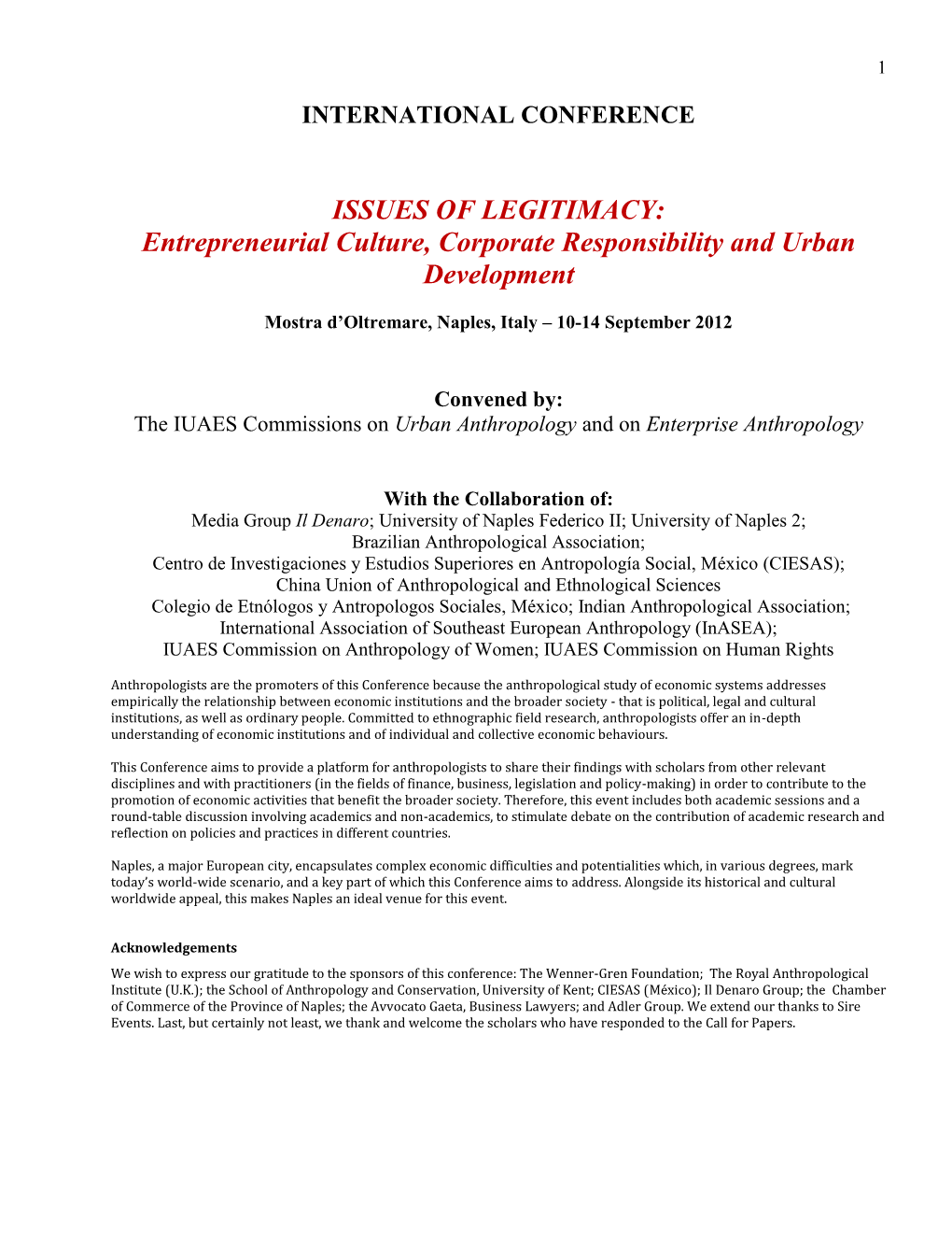 Entrepreneurial Culture, Corporate Responsibility and Urban Development