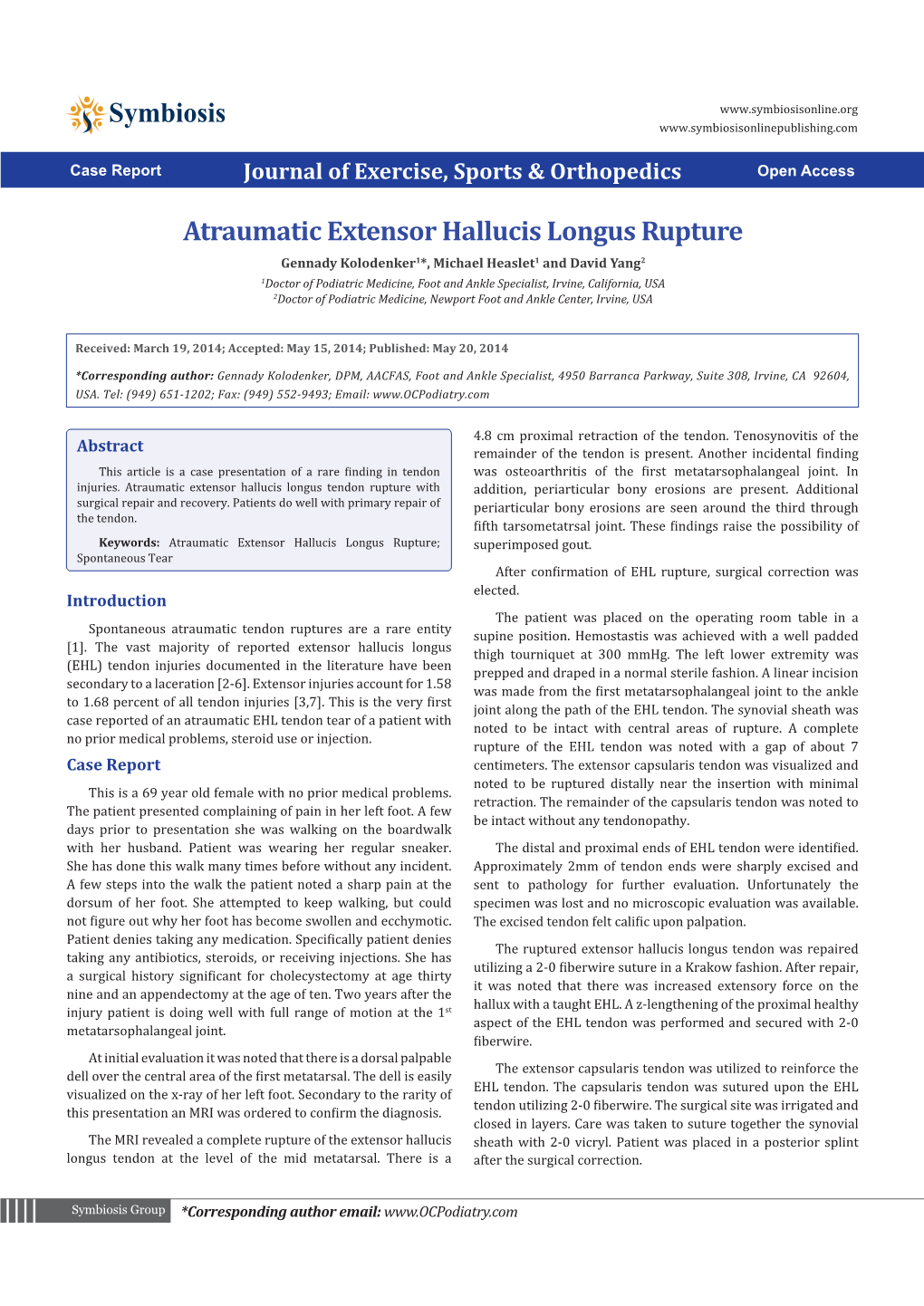 Atraumatic Extensor Hallucis Longus Rupture