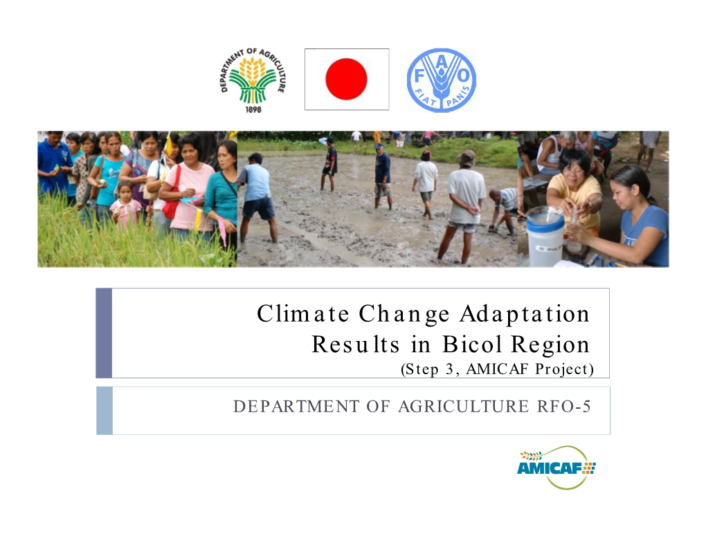 Climate Change Adaptation Results in Bicol Region (Step 3, AMICAF Project)