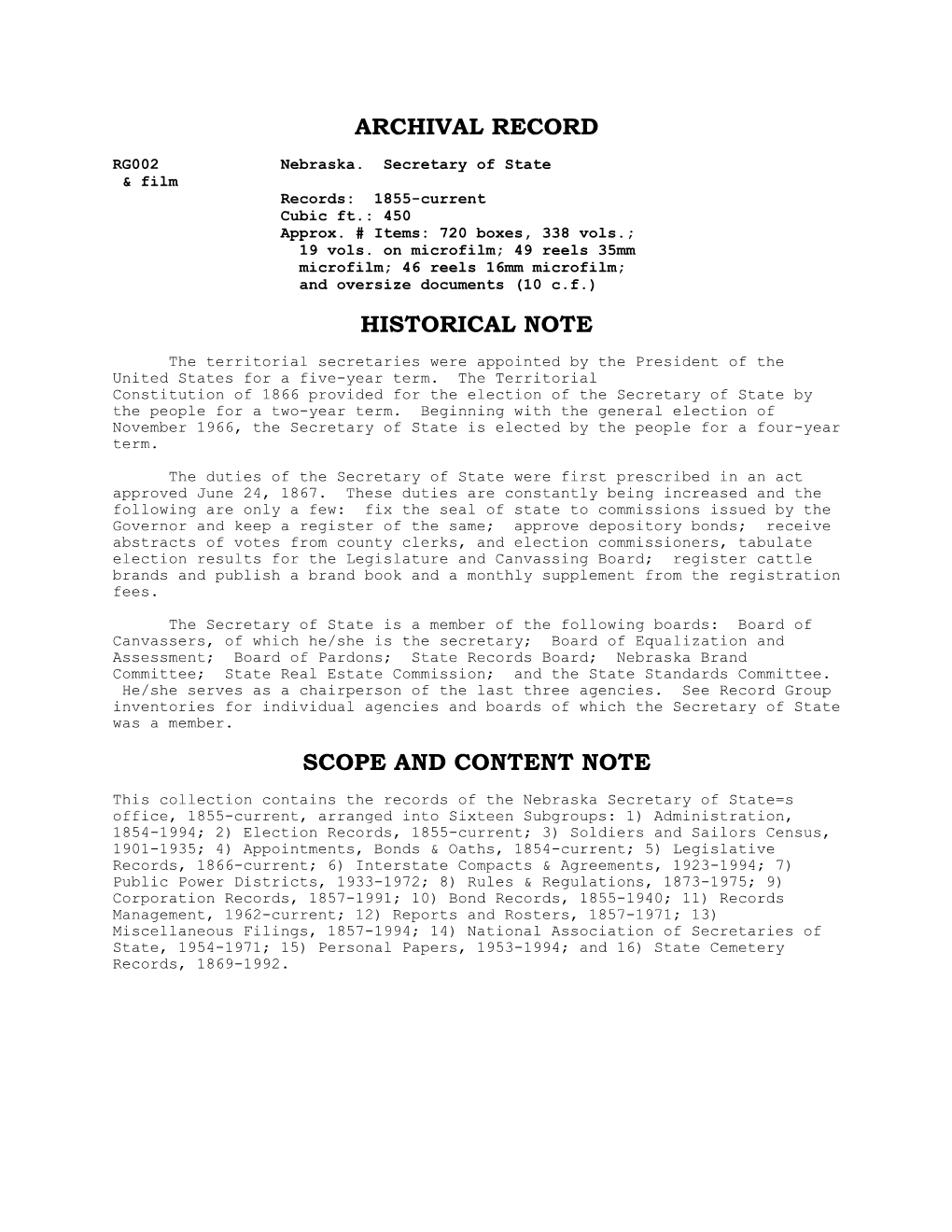 Secretary of State, Nebraska [RG0002].Pdf