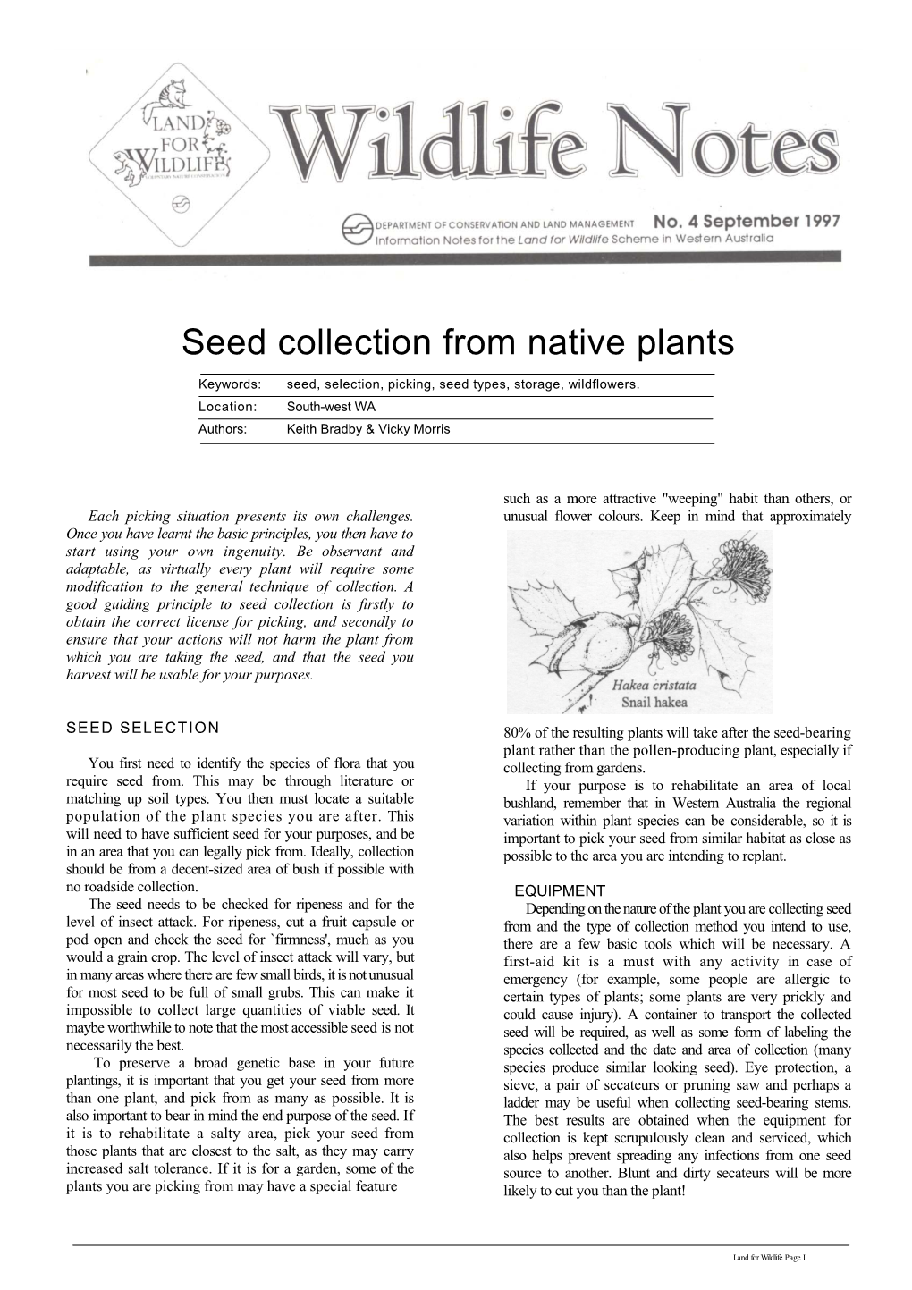 Seed Collection from Native Plants