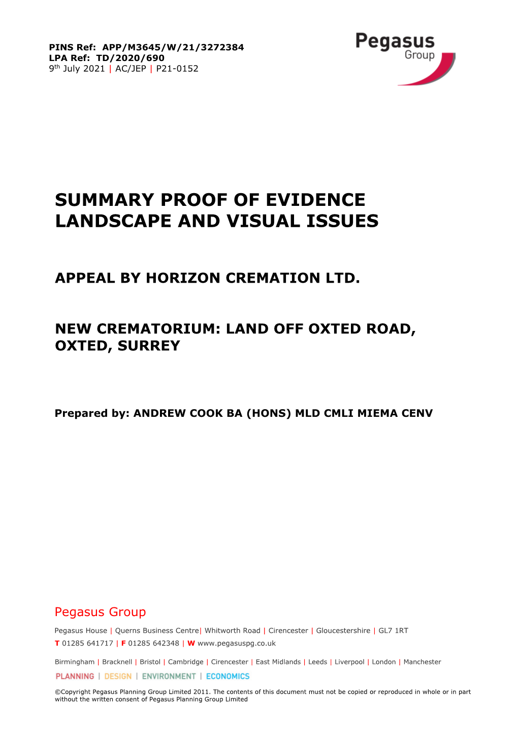 12.5 Summary of Landscape Proof of Evidence