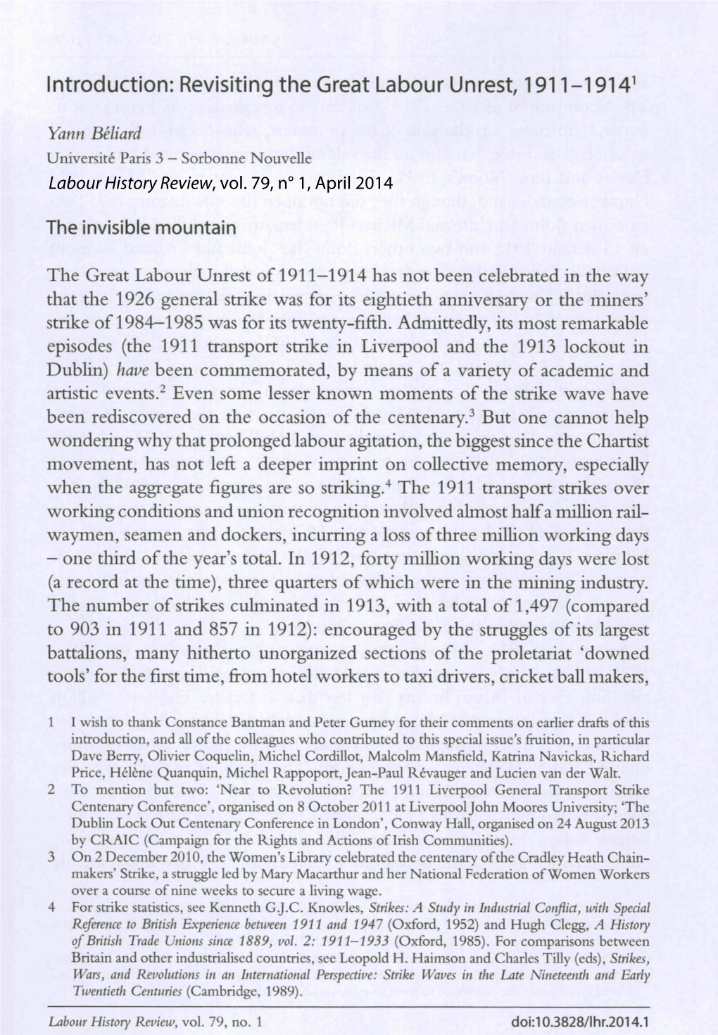 Revisiting the Great Labour Unrest, 1911-1914^