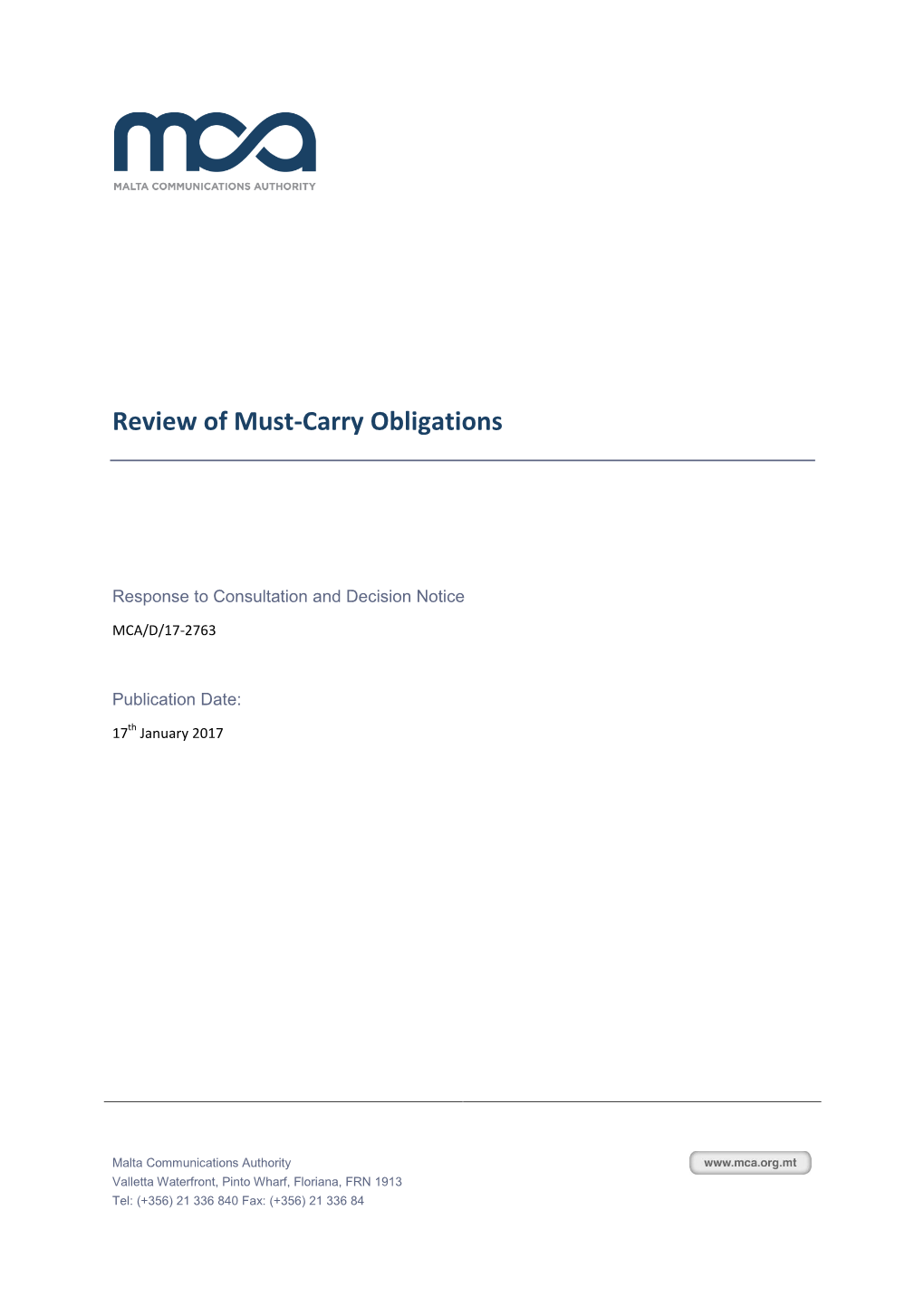 Review of Must Carry Obligations