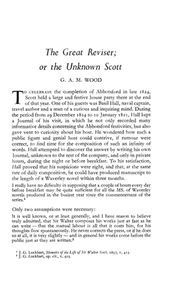 The Great Reviser; Or the Unknown Scott