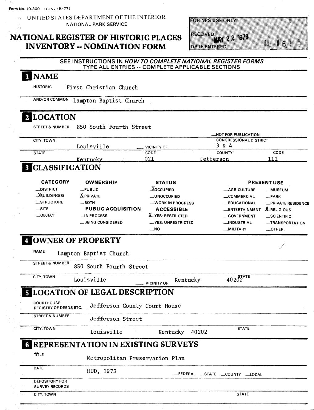 Nomination Form Name Classification Location Of