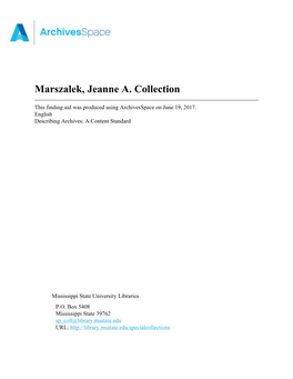 Marszalek, Jeanne A. Collection