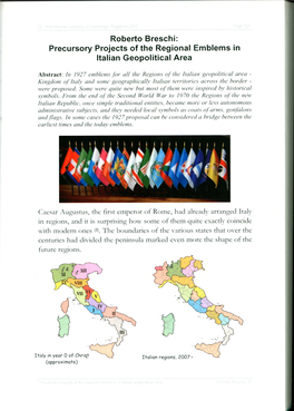 Precursory Projects of the Regional Emblems in Italian Geopolitical Area