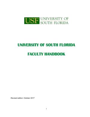 University of South Florida Faculty Handbook TABLE of CONTENTS