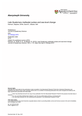 Aberystwyth University Late Quaternary Meltwater Pulses And