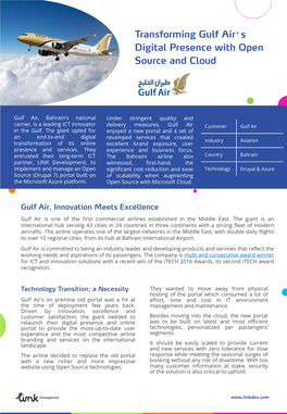 Gulf Air, Bahrain's National Carrier, Is a Leading ICT Innovator in the Gulf. the Giant Opted for an End-To-End Digital Transf