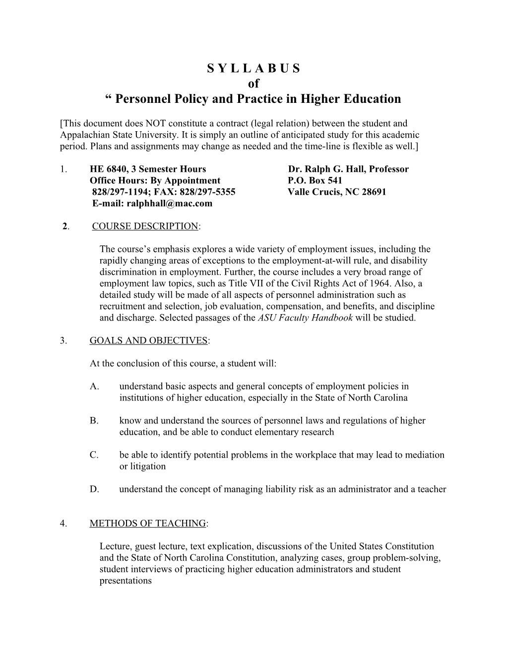 Personnel Policy and Practice in Higher Education