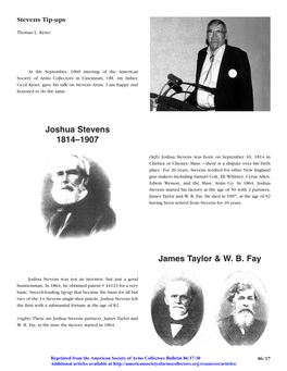Joshua Stevens 1814–1907 James Taylor & W. B