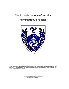 College of Heralds Administration Policy