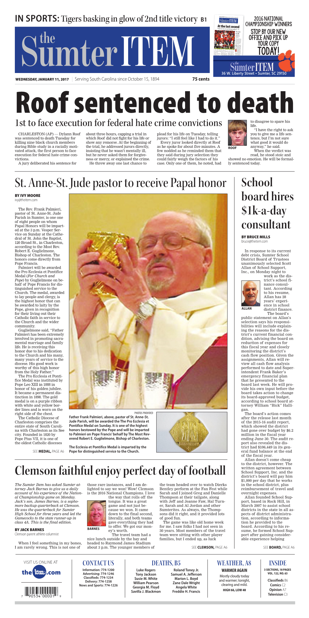 St. Anne-St. Jude Pastor to Receive Papal Honor School by IVY MOORE Ivy@Theitem.Com Board Hires