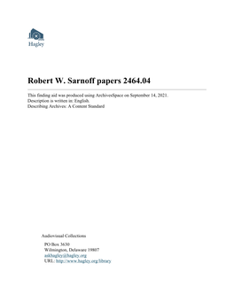 Robert W. Sarnoff Papers 2464.04