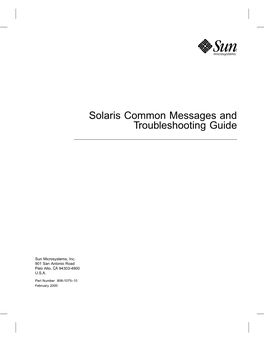 Solaris Common Messages and Troubleshooting Guide