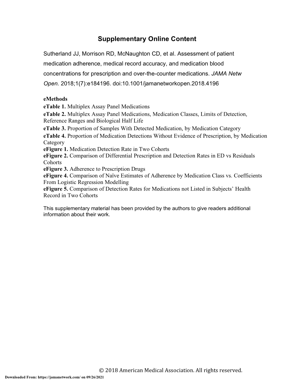 Assessment of Patient Medication Adherence, Medical Record Accuracy, and Medication Blood Concentrations for Prescription and Over-The-Counter Medications