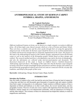 Anthropological Study of Kerman Carpet Symbols, Shapes, and Designs