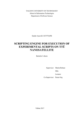 Scripting Engine for Execution of Experimental Scripts on Ttü Nanosatellite