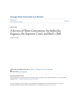 Eugenics, the Supreme Court, and Buck V. Bell Kevin E