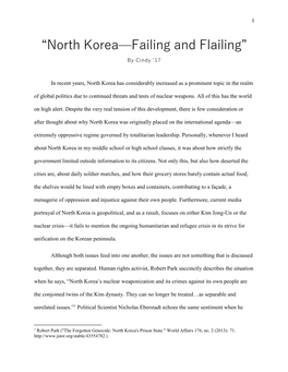 “North Korea—Failing and Flailing”