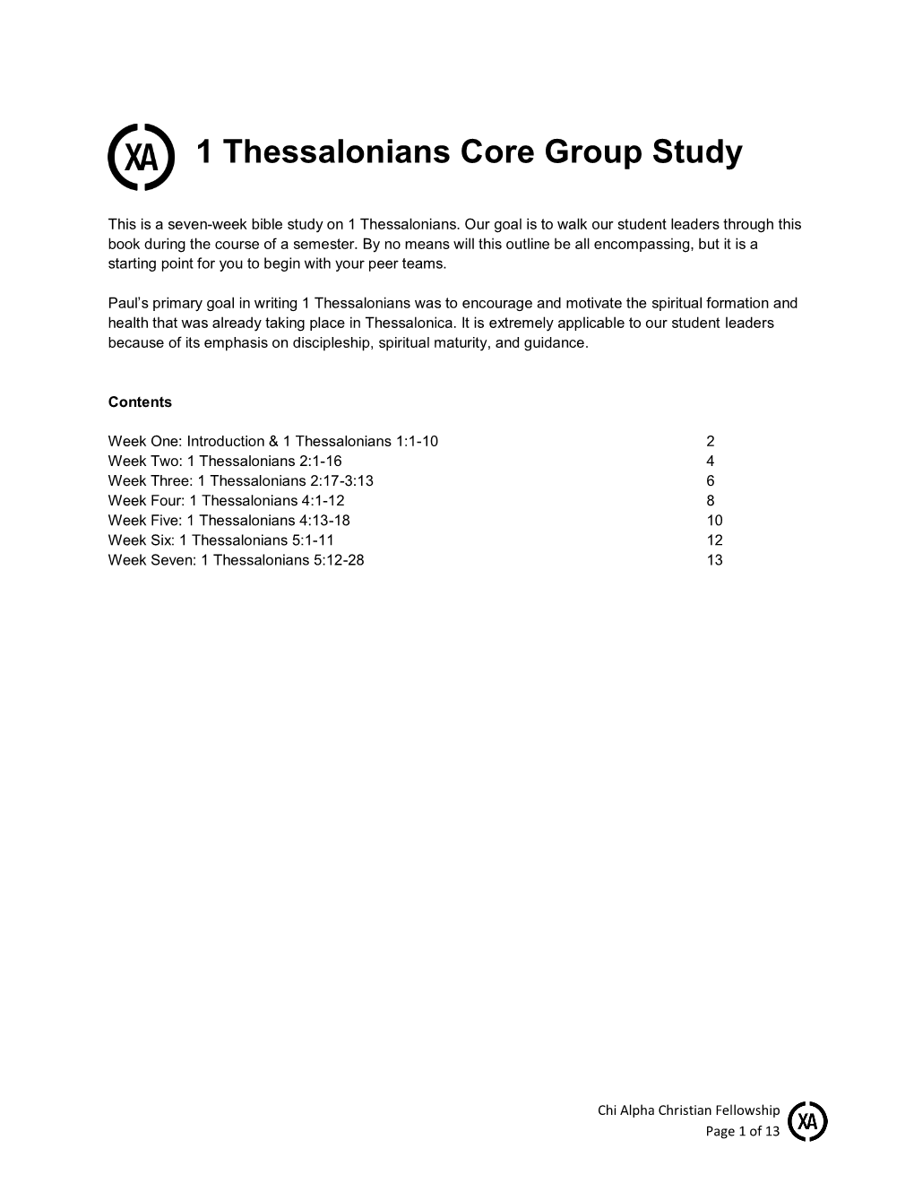 1 Thessalonians Core Group Study