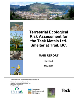 Terrestrial Ecological Risk Assessment for the Teck Metals Ltd