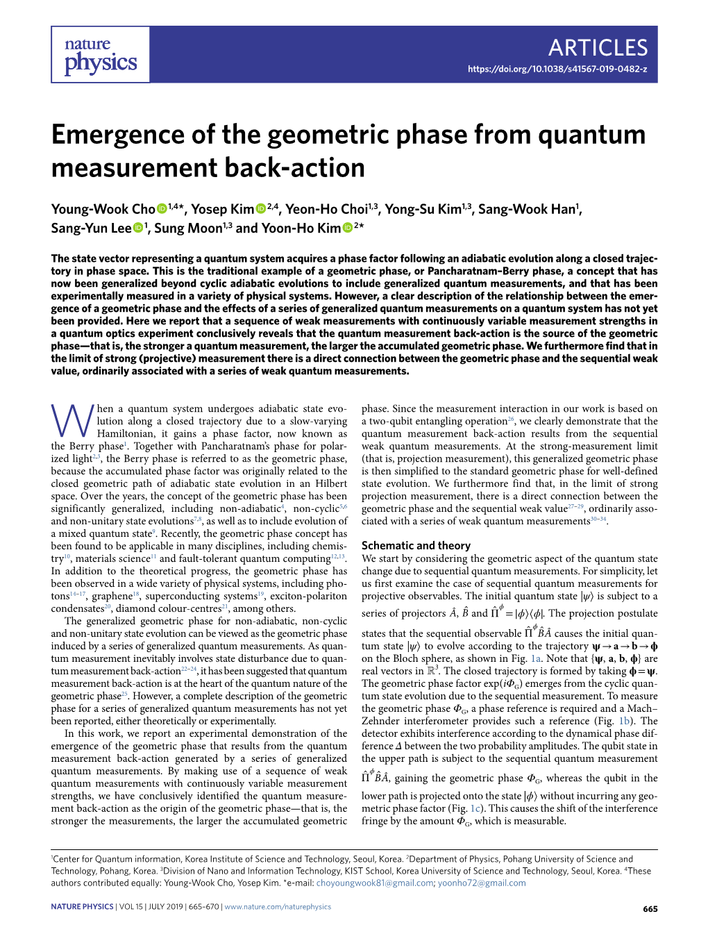 Emergence of the Geometric Phase from Quantum Measurement Back-Action