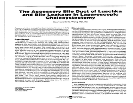 The Accessory Bile Duct of Luschka and Bile Leakage in Laparoscopic