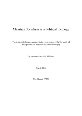 Christian Socialism As a Political Ideology