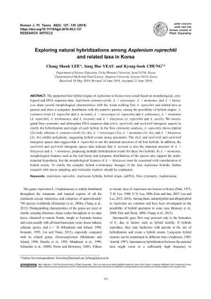 Exploring Natural Hybridizations Among Asplenium Ruprechtii and Related Taxa in Korea