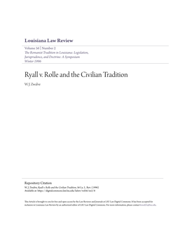 Ryall V. Rolle and the Civilian Tradition W