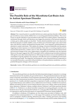 The Possible Role of the Microbiota-Gut-Brain-Axis in Autism Spectrum Disorder