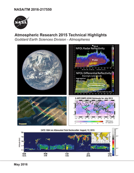 Goddard Atmospheric Research 2015 Technical Highlights