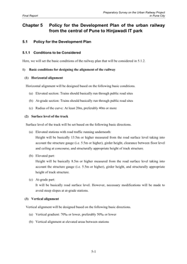 Chapter 5 Policy for the Development Plan of the Urban Railway from the Central of Pune to Hinjawadi IT Park
