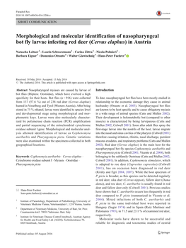 Morphological and Molecular Identification of Nasopharyngeal Bot Fly Larvae Infesting Red Deer (Cervus Elaphus) in Austria