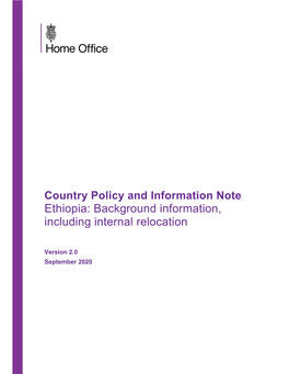 Country Policy and Information Note Ethiopia: Background Information, Including Internal Relocation