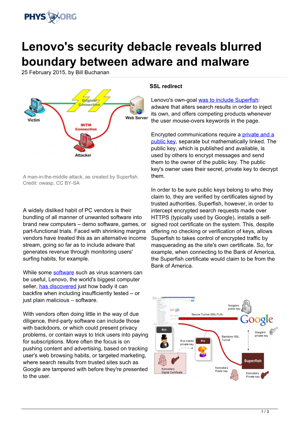 Lenovo's Security Debacle Reveals Blurred Boundary Between Adware and Malware 25 February 2015, by Bill Buchanan