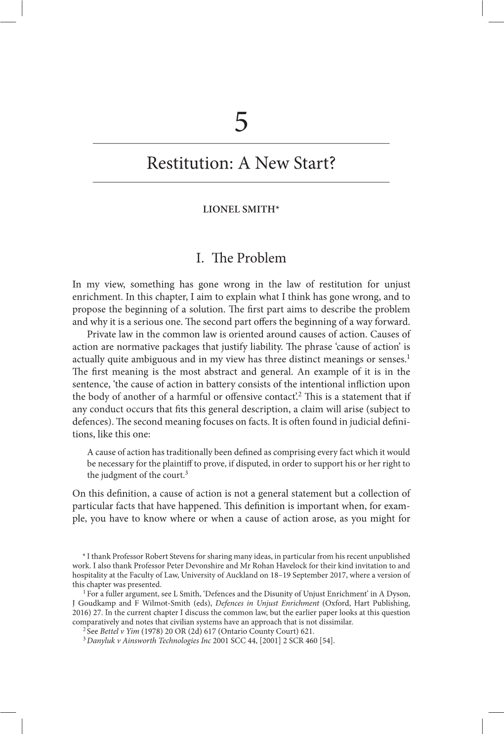 Restitution: a New Start ?
