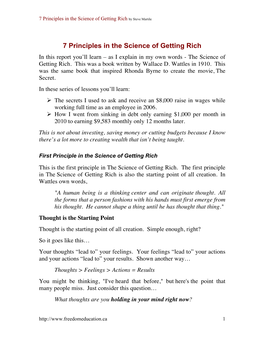 7 Principles in the Science of Getting Rich by Steve Martile
