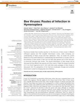 Bee Viruses: Routes of Infection in Hymenoptera