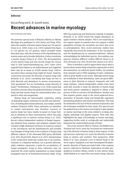 Recent Advances in Marine Mycology